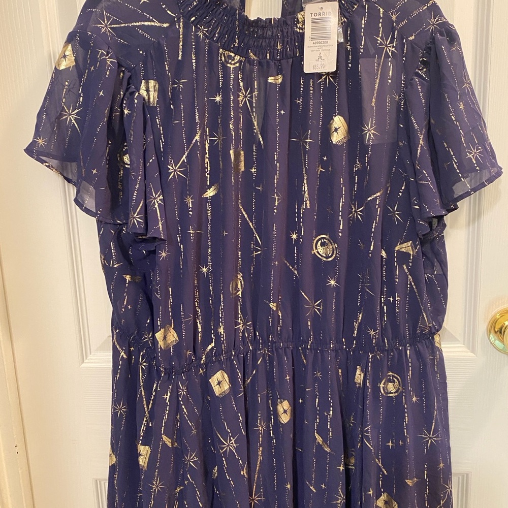 Torrid Navy and Gold Celestial Dress